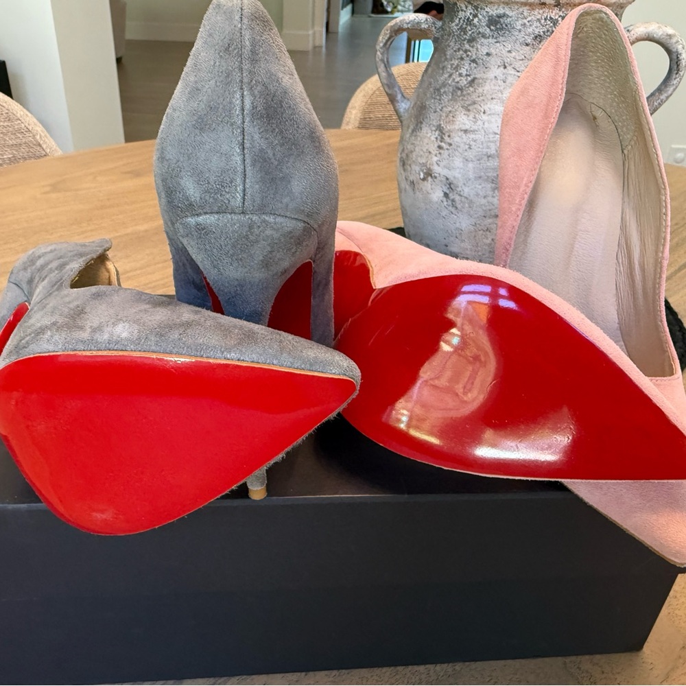 Chic Suede Stiletto Heels in Gray and Pink LEATHER AND SUEDE - Picture 3 of 10